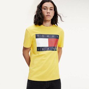 Tommy Hilfiger pánské žluté tričko Flag - M (ZAG)